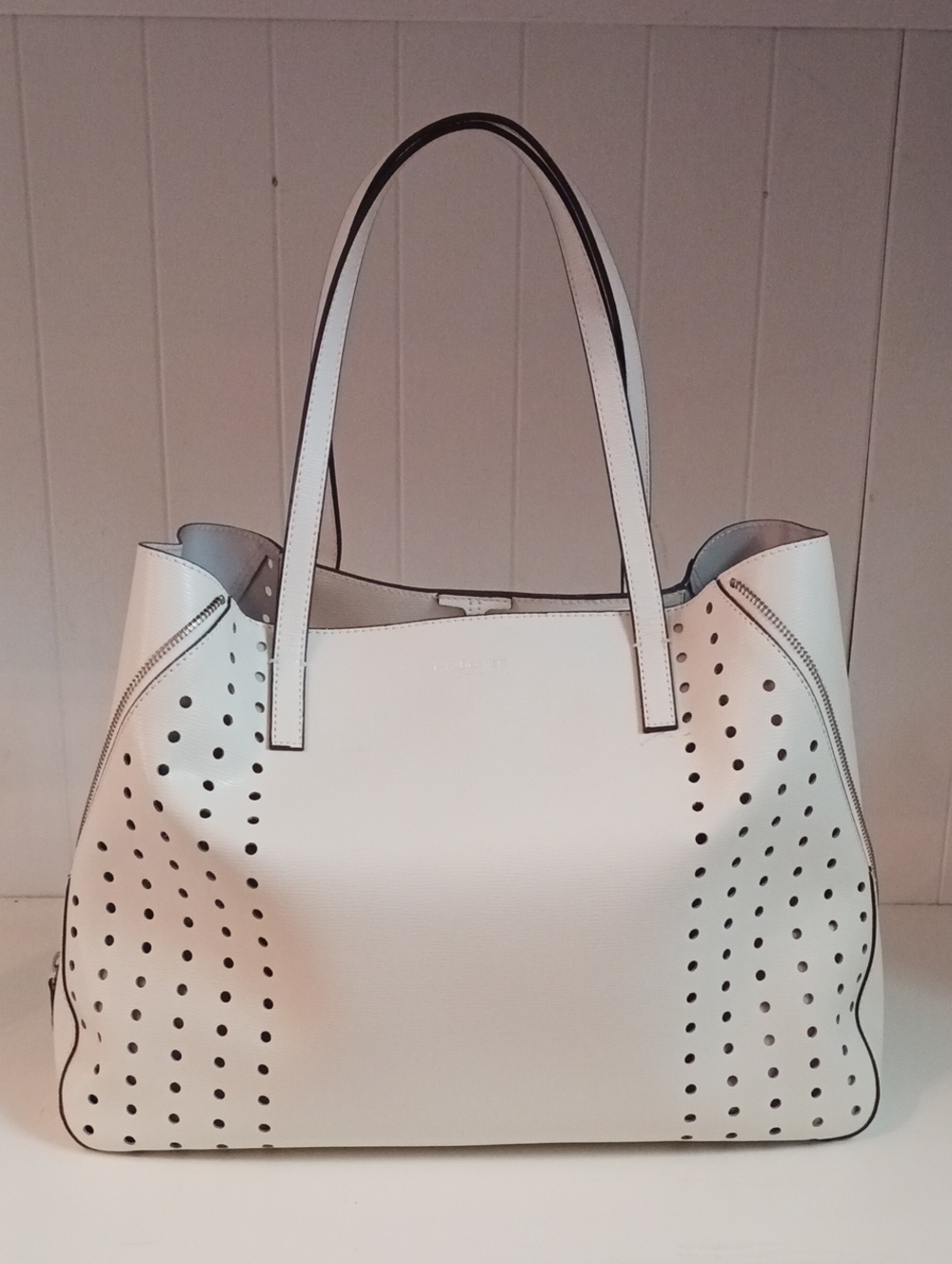 LK BENNETT WHITE LEATHER TOTE BAG
